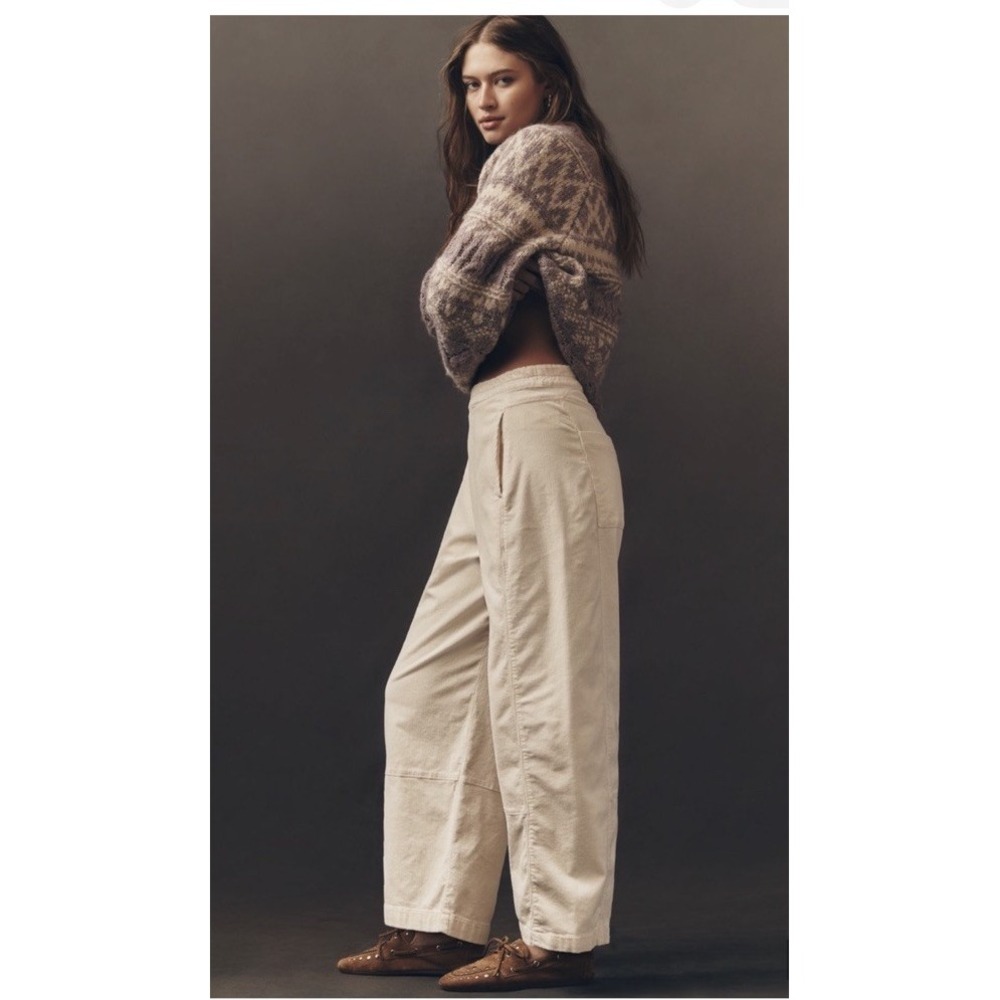 Pilcro Anthropologie Womens XL Izzie Relaxed Corduroy Pull On Barrel Pants Boho - Picture 2 of 7
